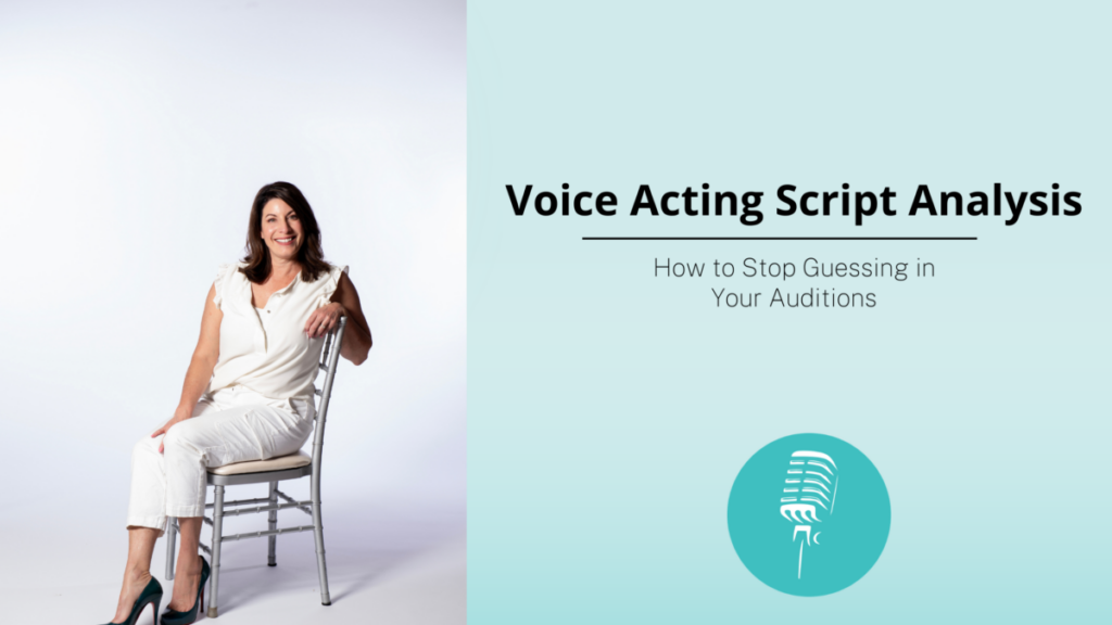 Voice acting coach seated beside the blog title “Voice Acting Script Analysis: How to Stop Guessing in Your Auditions.